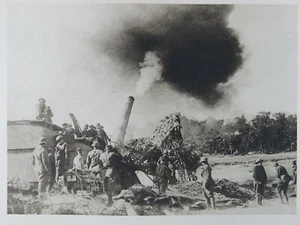 Armas navales estadounidenses de la Primera Guerra Mundial golpearon alemanes a 20 millas de distancia Argonne impresión fotográfica original de 1923 - Imagen 1 de 9