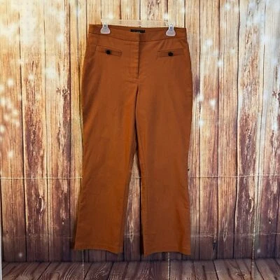 Pantalones elásticos recortados marrón tabaco Nicole Miller para mujer talla 8 Foto 1 de 4
