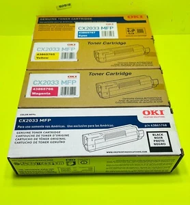 Genuine OKI Toner Cartridges Set for CX2033 MFP CMYK Cyan Magenta Yellow Black - Picture 1 of 1