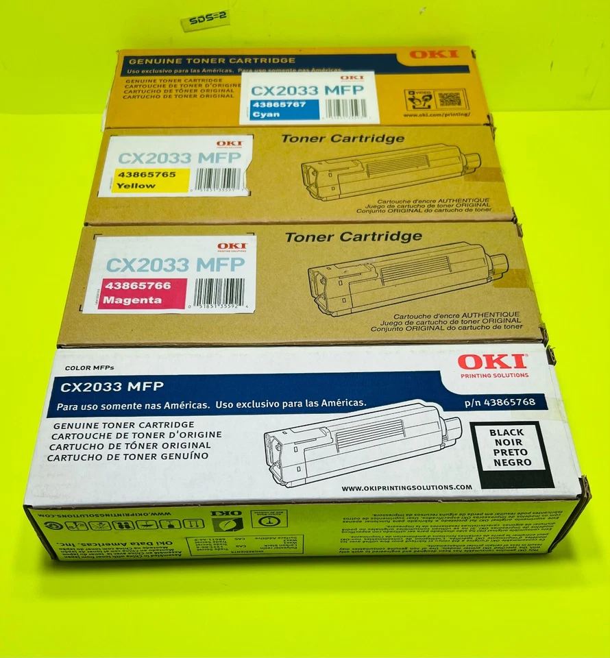 Genuine OKI Toner Cartridges Set for CX2033 MFP CMYK Cyan Magenta Yellow Black - Image 1 of 1