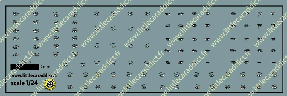 Planche de décalcomanie à l'eau Yeux Femme, maquette 1:24 - Image 1 of 1