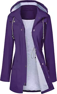 Raincoat Women Waterproof Long Hooded Trench Coats Lined Windbreaker Travel Jack - Picture 1 of 12