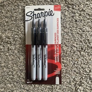 Sharpie Retractable Permanent Markers Ultra Fine Point Black 3 Count - Picture 1 of 2