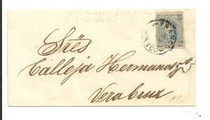 MEXICO MORELIA 1871 25 CENTS ON COVER USED IN MEXICO OUT OF DISTRICT (T677) - Picture 1 of 1