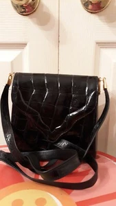Mia Bottega Small Crocodile print. Black Crossbody Handbag. Condition is Very... - Picture 1 of 7