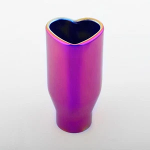 Heart Shape Out Exhaust Tip 1.9" Inlet Rolled 3"x2.5" Out 6" L Vacuum Plating - Picture 1 of 7