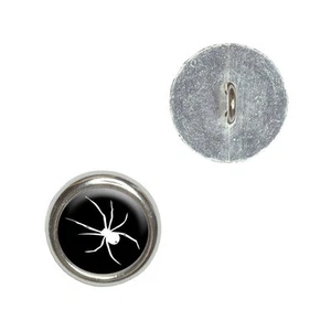 Spider - White on Black - Metal Craft Sewing Novelty Buttons Set of 4 - Picture 1 of 1