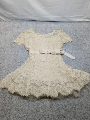 Ark & Co Ivory Lace Drop Waist Mini Dress Y2K Coquette Baby Doll Fairy Small - Image 1 of 4
