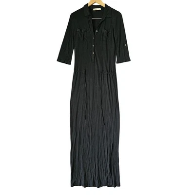 Old Navy Womens Extra Small XS Black Maxi Dress Button Up Shirt Dress - Image 1 of 4