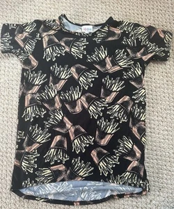 Lularoe Black French Fry Deco Shirt RARE Sz 12 - Picture 1 of 3