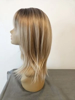 NUEVA PELUCA FLEQUILLO CABELLO LISO RUBIO OMBRE FIBRAS PREMIUM EN CAPAS  Foto 1 de 4