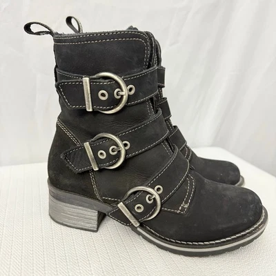 Dromedaris Boots Womens Size 6 Klara Black Side Zip Buckles Portugal Moto 36 EU - Image 1 of 4