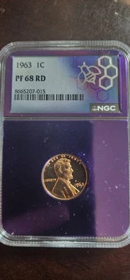 1963 1C NGC PF 68 RD Purple Core Lincoln Penny  - Image 1 of 2