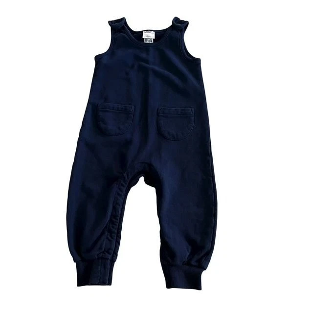 Hanna Andersson Baby French Terry Overall in Navy Blue Organic Cotton 2T - Image 1 of 4