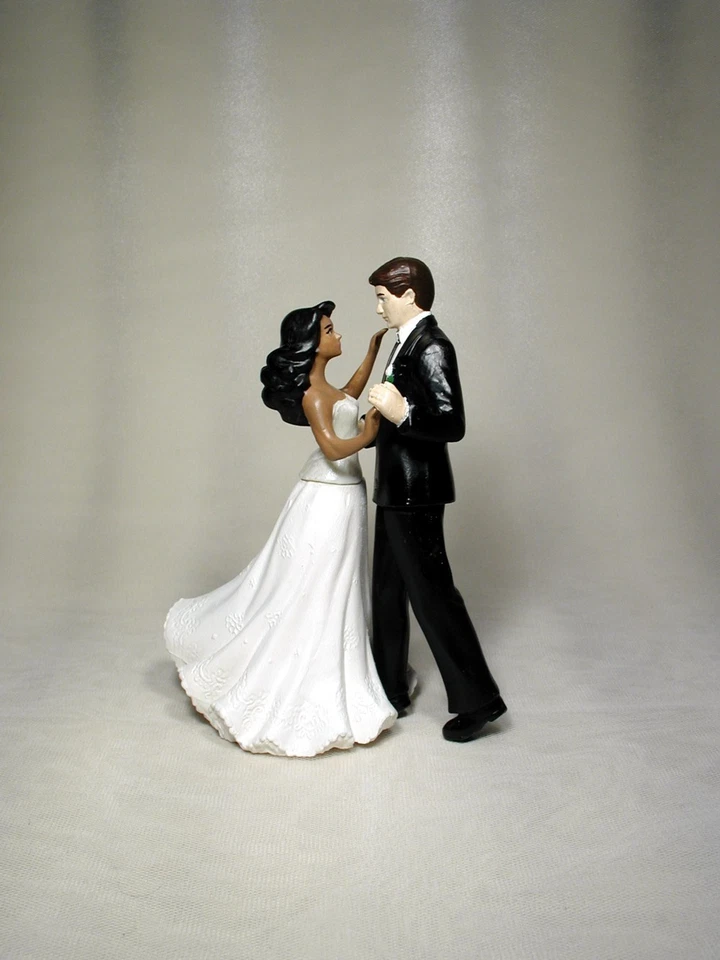 Interracial Caucásico BALD Novio Afroamericano Marrón Novia 6" Boda FD15  Foto 1 de 1