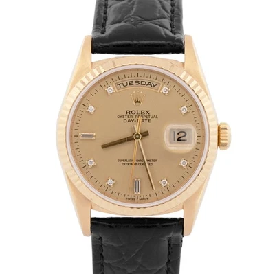 PAPERS Rolex Day-Date President 36mm FACTORY DIAMOND 18K Gold Watch 18238 BOX - Image 1 of 4