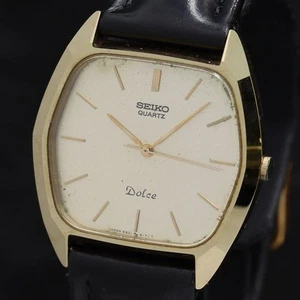 SEIKO Dolce Watch Quartz Women 5931-5180 Ivory Dial Gold Case SS Working - Picture 1 of 5