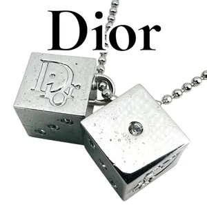 Collar Dior Colgante Cubo de Dados Plata Logotipo de Dados Hombre Mujer USADO DE JAPÓN - Imagen 1 de 10