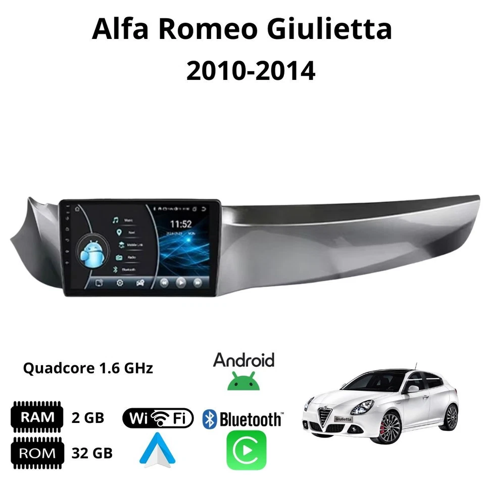 Autoradio stereo Android 9 Pollici per Alfa Romeo Giulietta  - Immagine 1 di 4