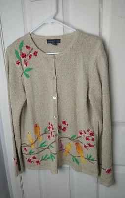 Cárdigan mujer Northern Isles L lino pájaro floral mezcla de lino manga larga Foto 1 de 4