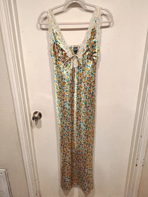 Wild Fable Multicolor Ditsy Floral Satin Maxi Slip Dress Sz XS Party Event Y2K  - Image 1 of 4