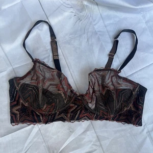 Savage X Fenty Neu # 157029 Schwarz Schimmer Bügel Mesh Balconette BH 40DD - Bild 1 von 5