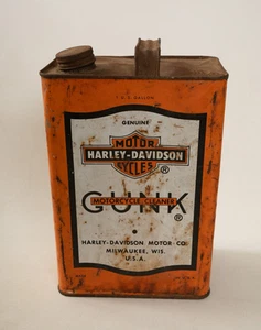 Harley Davidson Vintage Gunk latta vuota gallone (LC1/JSF6) Milwaukee Wis reliquia - Foto 1 di 16