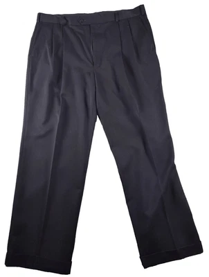Pantalones de vestir plisados negros Louis Raphael 40 para hombre calce clásico pantalones de negocios Foto 1 de 4