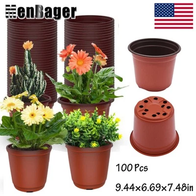 9.44×6.69×7.48英寸圆形柔软柔性塑料植物盆栽苗苗圃100X — 第 1/4 张图片