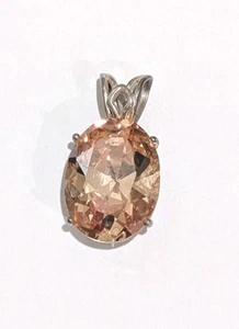 UTC Designer 13.3ct Natural Champagne Peach Morganite Sterling Silver Pendant - Picture 1 of 6