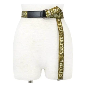 CELINE Cinturón Doble Anillo Estampado Leopardo Unisex Amarillo Naranja 【A】 - Imagen 1 de 10