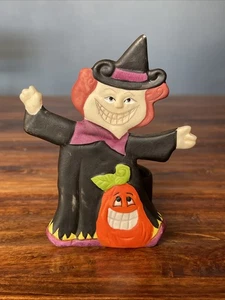 K’s Collection Ceramic Creepy Witch Tea Light Candle Holder Halloween RARE - Picture 1 of 11