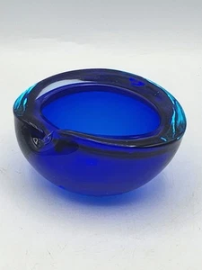 Murano Sommerso Orb Teal & Colbalt Blue Ashtray "Style of Flavio Poli". Mint - Picture 1 of 9