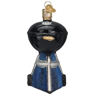 Adorno de vidrio navideño del Viejo Mundo, barbacoa clásica negra (con caja de regalo OWC) Foto 1 de 4