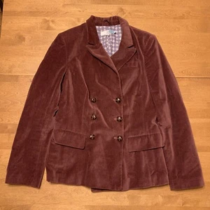 Boden Velvet Double Breasted Blazer Women's UK 10 US 6 Red Wine Retro Boho Lined - Picture 1 of 24