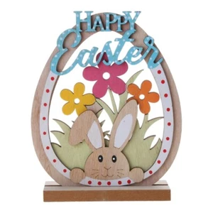 Wooden Easter Rabbit Table Decorations Spring Eggs Shelf for Home Kitchen Office - Picture 1 of 8