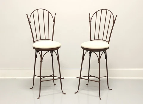 CHARLESTON FORGE Wrought Iron Shaker Arch Bar Height Swivel Stools - Pair B Cover