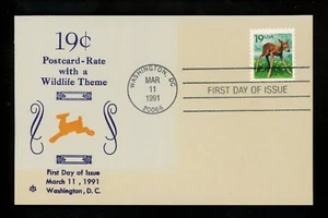 US FDC #2479 Blair Law Card ( Gray ) 1991 Washington DC Fawn Deer Animal HC - Picture 1 of 2