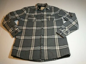 Coastal Plaid Button Up Flannel Fleece Blanket Lined Heavy Duty Gray/Black/White - Picture 1 of 12