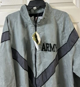 NWT Skilcraft XL/Long Army IPFU Physical Fitness Gray Windbreaker Jacket FullZip - Picture 1 of 19