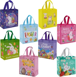 8PCS Easter Gift Bags with Handle Bunny Egg Easter Basket Container, Reusable No - Picture 1 of 6