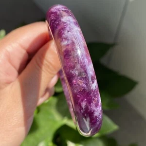 Natural Purple lepidolite Quartz Crystal Bangle inside diameter 61mm C33 - Picture 1 of 8