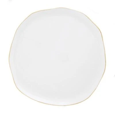 Gold Toned Rim Organic Tray White + Gold Tone Pack of 2 Size 13 in Dia x .5 in H - Image 1 of 3