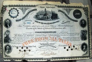 CITY OF PHILADELPHIA, PENNSYLVANIA LOAN issued to Nathaniel Richardson 1878 - Picture 1 of 2