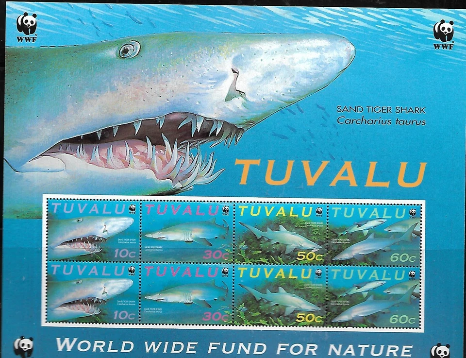 Tuvalu MNH (2000) - WWF Sharks Souvenir Sheet - Image 1 of 1