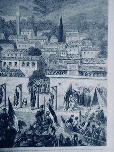 1876 EXECUTION SALONIQUE TURQUIE PENDAISON 1 JOURNAL ANCIEN - Imagen 1 de 1