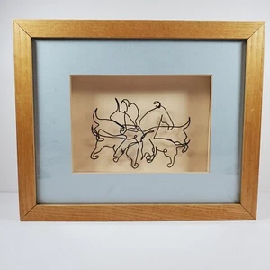 Framed Modern Wire Art Sculpture Horses in Motion Rodeo - Picture 1 of 7