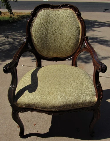 Beautiful Ornate Antique French Carved Wood Parlor Arm Chair Cover