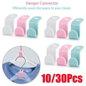 10/30x Clothes Hanger Connector Hooks Closet Hangers Organizer Space-saving Clip - Picture 1 of 14