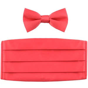 NEU im Karton Polyester Jungen Kinder Kummerbund & Fliege formell Hochzeit Party koralle - Bild 1 von 3